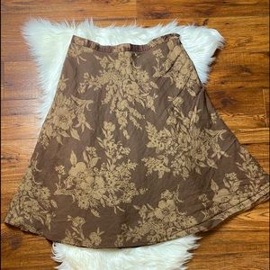 Women’s Chaps Brown Floral Print Mid Skirt Size 14
